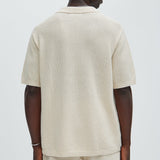 Camisa Clay Textured Johnny Collar - Crema