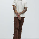 Camisa De Manga Corta Vertical Striped - Hueso
