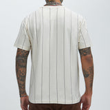 Camisa De Manga Corta Vertical Striped - Hueso