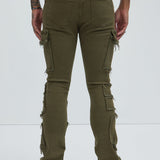 Pantalón Apilado De Pierna Ancha Trapping Frayed - Oliva
