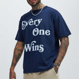 Camisa De Manga Corta Everyone Wins Oversize - Azul Marino