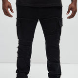 Pantalón Apilado De Pierna Ancha Trapping Frayed - Negro