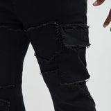 Pantalón Apilado De Pierna Ancha Trapping Frayed - Negro