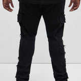 Pantalón Apilado De Pierna Ancha Trapping Frayed - Negro