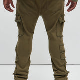 Pantalón Apilado De Pierna Ancha Trapping Frayed - Oliva