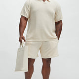 Camisa Clay Textured Johnny Collar - Crema