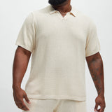 Camisa Clay Textured Johnny Collar - Crema