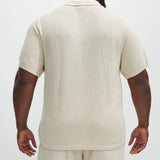 Camisa Clay Textured Johnny Collar - Crema