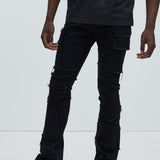 Pantalón Apilado De Pierna Ancha Trapping Frayed - Negro