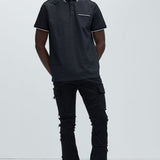 Pantalón Apilado De Pierna Ancha Trapping Frayed - Negro