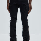 Pantalón Apilado De Pierna Ancha Trapping Frayed - Negro