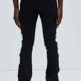 Pantalón Apilado De Pierna Ancha Trapping Frayed - Negro