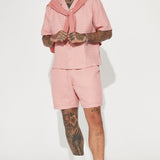 Camisa Abotonada Waffle Knit Textured - Color De Malva