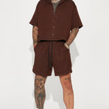 Camisa Abotonada Dimensional Textured - Café Oscuro