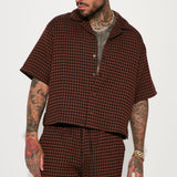 Camisa Abotonada Dimensional Textured - Café Oscuro