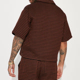 Camisa Abotonada Dimensional Textured - Café Oscuro