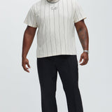 Camisa De Manga Corta Vertical Striped - Hueso