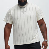Camisa De Manga Corta Vertical Striped - Hueso