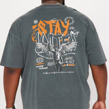 Camisa De Manga Corta Stay United Oversized - Gris