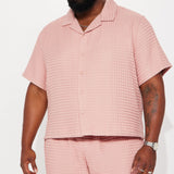 Camisa Abotonada Waffle Knit Textured - Color De Malva