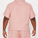 Camisa Abotonada Waffle Knit Textured - Color De Malva
