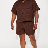 Camisa Abotonada Dimensional Textured - Café Oscuro