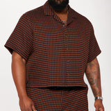 Camisa Abotonada Dimensional Textured - Café Oscuro
