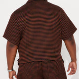 Camisa Abotonada Dimensional Textured - Café Oscuro