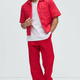 Camisa Aston Nylon Puffer Cropped Short Sleeve - Rojo