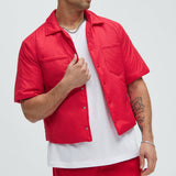 Camisa Aston Nylon Puffer Cropped Short Sleeve - Rojo