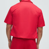 Camisa Aston Nylon Puffer Cropped Short Sleeve - Rojo