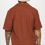 Camisa Abotonada Dean Textured Short Sleeve - Chocolate