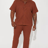 Camisa Abotonada Dean Textured Short Sleeve - Chocolate