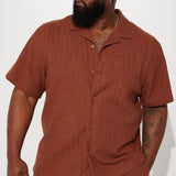 Camisa Abotonada Dean Textured Short Sleeve - Chocolate