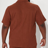 Camisa Abotonada Dean Textured Short Sleeve - Chocolate