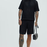 Camiseta Milton Textured Crew Neck - Negro