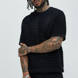Camiseta Milton Textured Crew Neck - Negro
