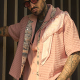 Camisa Abotonada Waffle Knit Textured - Color De Malva