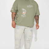 Camisa De Manga Corta Blessed World Oversized - Oliva