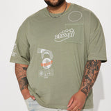 Camisa De Manga Corta Blessed World Oversized - Oliva