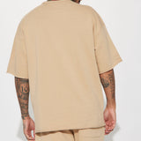 Camisa De Manga Corta I Like How It Looks Oversized Terry - Bronceado