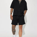 Abotonado Follow Me Textured Short Sleeve - Negro