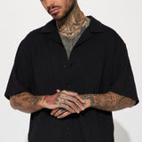Abotonado Follow Me Textured Short Sleeve - Negro