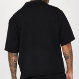 Abotonado Follow Me Textured Short Sleeve - Negro