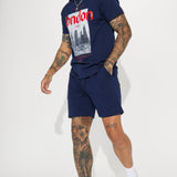 Camisa De Manga Corta London - Azul Marino