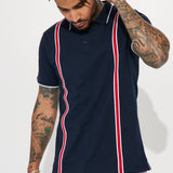Camisa Polo Shred White And Blue Short Sleeve - Multicolor
