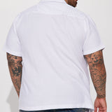 Medio patrón de ganchillo blusa de manga corta con botones - Blanco