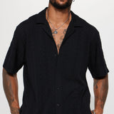 Abotonado Check My Bank Statement Knit Short Sleeve - Negro