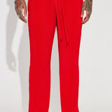 Gírame hacia arriba Pantalones plisados con broche lateral - Rojo