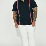 Camisa Polo Shred White And Blue Short Sleeve - Multicolor